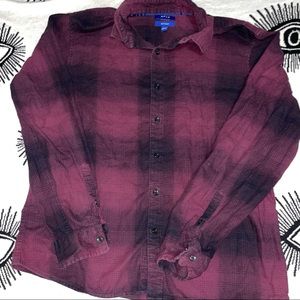 Men’s Plaid Maroon Button-Up Shirt